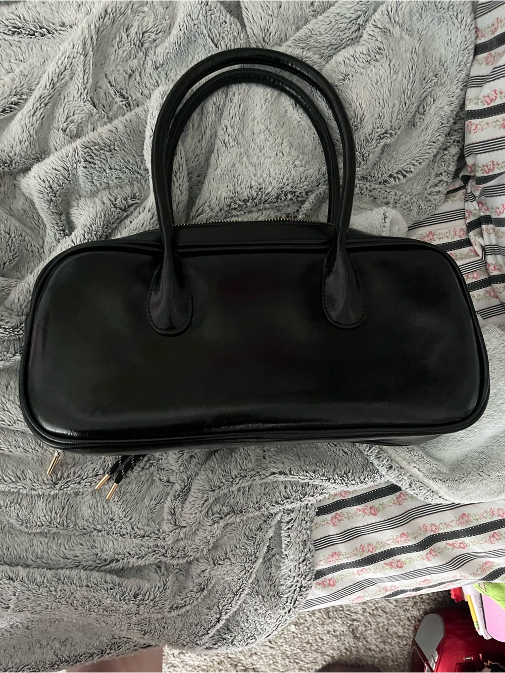 URBAN Romantics Black Leather Top-Handle Satchel